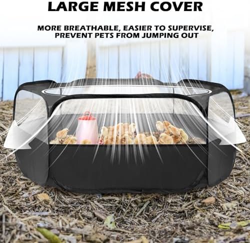 UWE Small Animal Playpen, Chicken Brooder Box with Cover Top, Portable Outdoor Exercise Pet Cage Tent, Waterproof Breathable Pet playpen Indoor for Chick Ktiien Bunny Hamster Guinea Pig, Black - Image 5