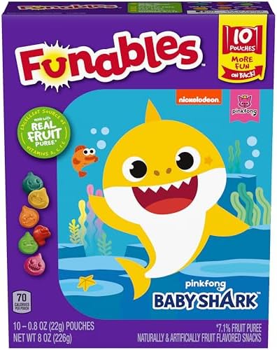 Funables Baby Shark fruit flavored snacks in various character shapes