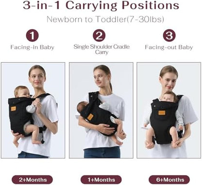 Shiaon hands free baby holder carrier adjustable shoulder straps close up view