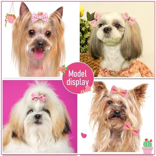 Assorted light pink small dog hair bows with rubber bands