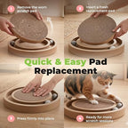 Cat scratcher refill pad placed inside interactive toy track