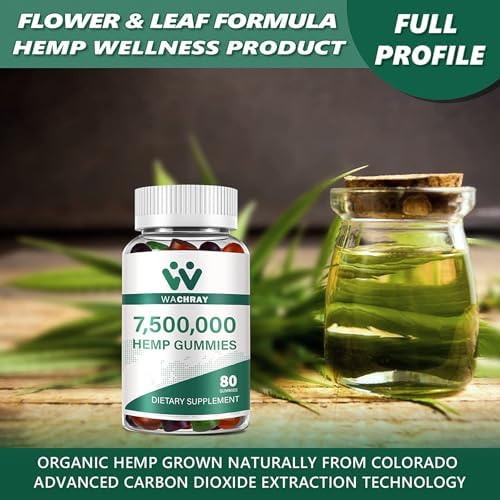 Close up of Wachray high potency hemp supplement bottles