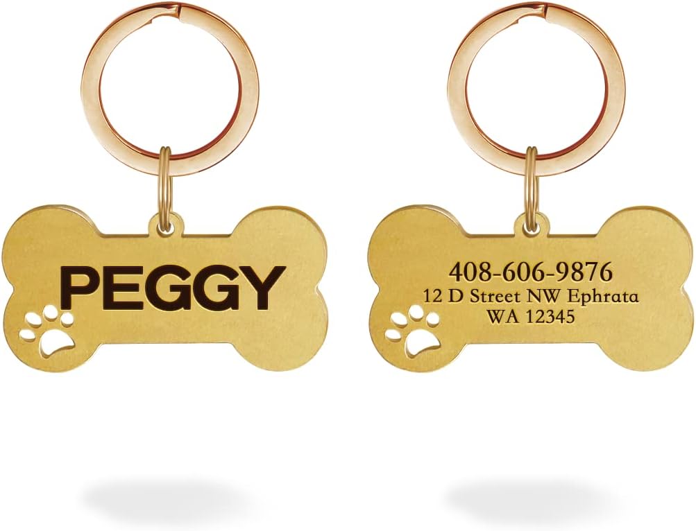 Dogs Tag Stylish Personalized Double Sided Deep Engraved Cat & Dog Tags Engraved for Pets Bone Balloon Shape Brass - Image 12
