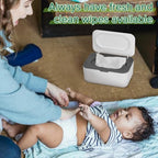Top down view of baby wipe container showing wide opening