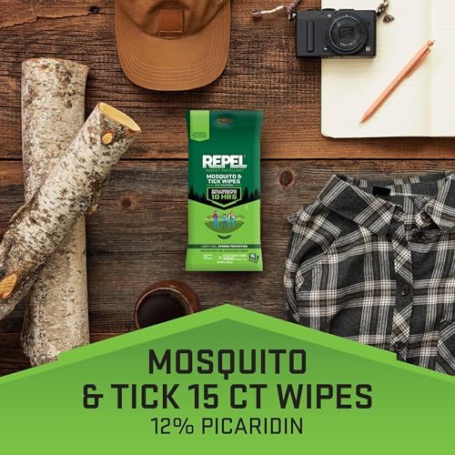 Repel twelve percent picaridin insect repellent wipes packaging detail highlighting ten hour protection claim.