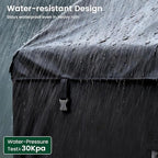 Angled view of the PawGiant medium outdoor dog run cover showing full weather protection setup