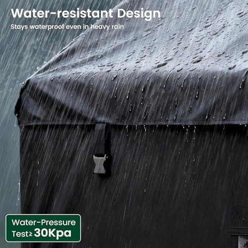Angled view of the PawGiant medium outdoor dog run cover showing full weather protection setup