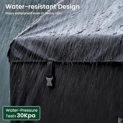 Angled view of the PawGiant medium outdoor dog run cover showing full weather protection setup