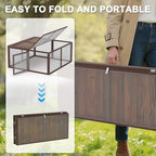 Portable Chicken Coop Run, Rabbit Hutch with Top & Side Opening Doors, Folding Wooden Rabbit Cage for Guinea Pigs, Bunny, Rabbit, Hedgehog, Small Animal Outdoor (Brown) - Image 3