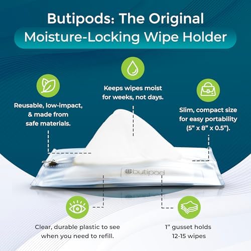 Two Butipods clear slim wipe pouches for diaper bags