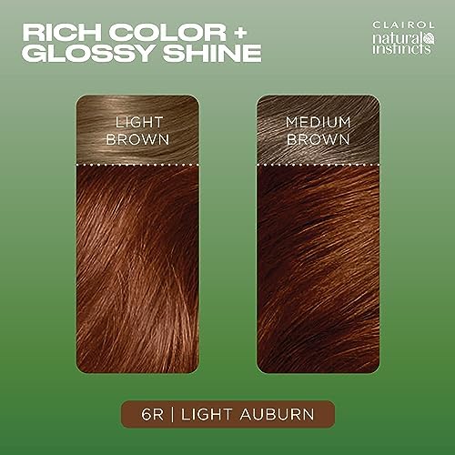 Clairol Natural Instincts 6R packaging side panel detailing twenty eight washes longevity information