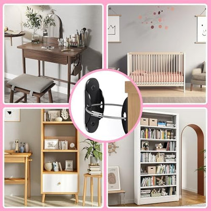 RORMGO childproof furniture anchors showing strap adjustability and tension strength