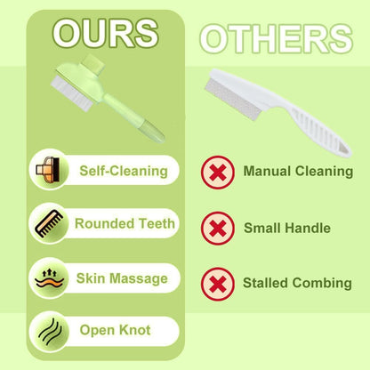 Duo pack of green pet combs for deshedding and flea removal