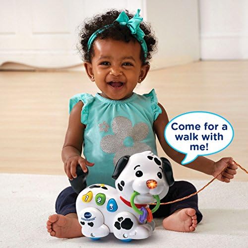 Durable plastic pull along puppy toy with attached string for toddlers