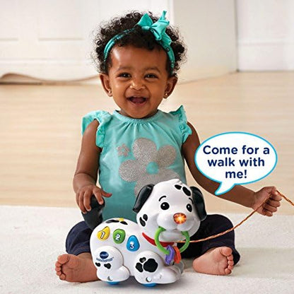 Durable plastic pull along puppy toy with attached string for toddlers