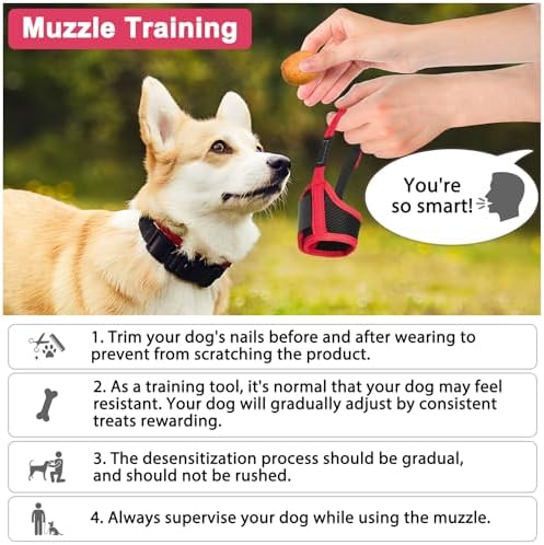 LUCKYPAW breathable mesh pet muzzle on a small dog demonstrating panting space.