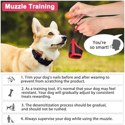 LUCKYPAW breathable mesh pet muzzle on a small dog demonstrating panting space.