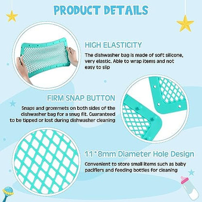 Close up view of the durable silicone mesh dishwasher bag material