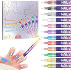 Shivynza 12 colors nail art pen set with fine tips
