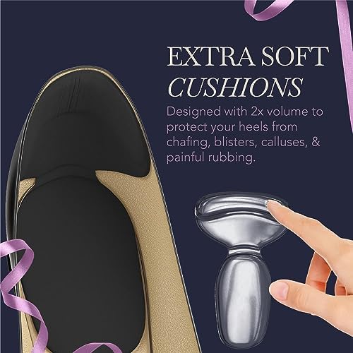 Ballotte clear gel heel grips inside a high heel shoe.