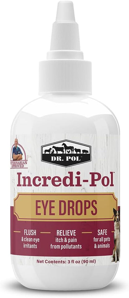 Hypochlorous pet eye wash for dog allergy relief and flushing