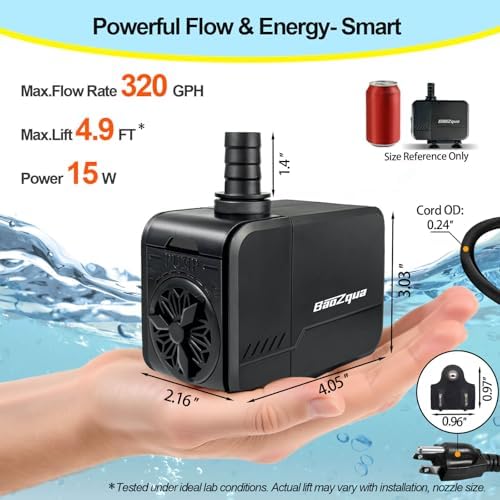 BaoZqua fifteen watt submersible pump showing the robust copper wire motor construction.
