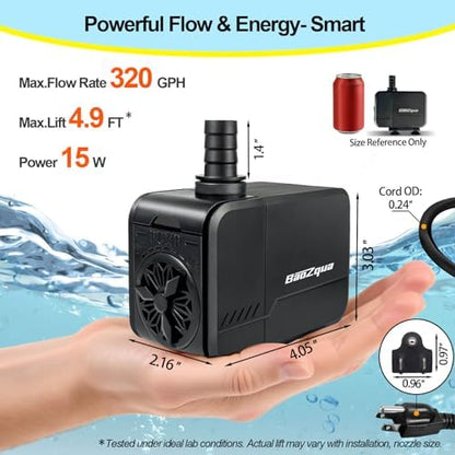 BaoZqua fifteen watt submersible pump showing the robust copper wire motor construction.
