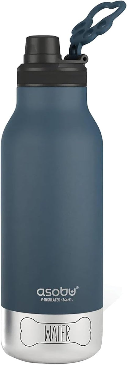 Asobu pet hydration travel bottle showing leak proof cap mechanism