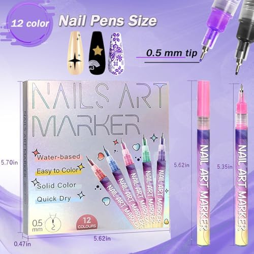 Professional nail art designs created with marker pens