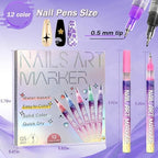 Professional nail art designs created with marker pens
