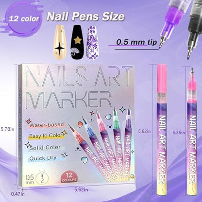 Professional nail art designs created with marker pens