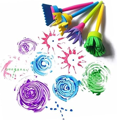 NUOBESTY toddler graffiti stamps demonstrating the ergonomic plastic handle design that prevents dirty hands.