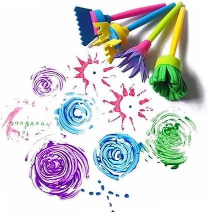 NUOBESTY toddler graffiti stamps demonstrating the ergonomic plastic handle design that prevents dirty hands.