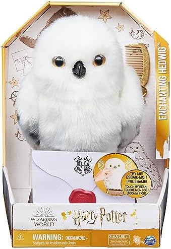 Spin Master Harry Potter interactive snowy owl flapping wings showing soft plush texture