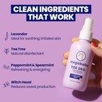 Aluminum-free Megababe Toe Deo mist for refreshing smelly feet naturally.