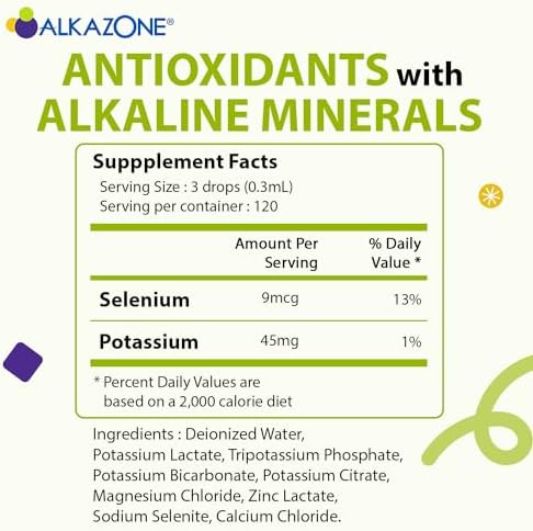 Authentic USA imported Alkazone electrolyte supplement bottle displayed with clear mineral specifications.