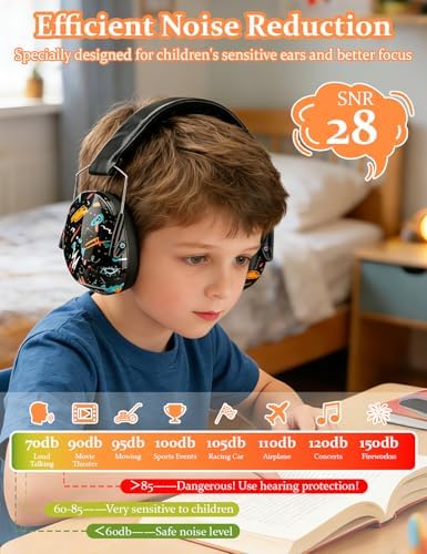 Side profile of Kimitimi noise cancelling earmuffs showing adjustable headband