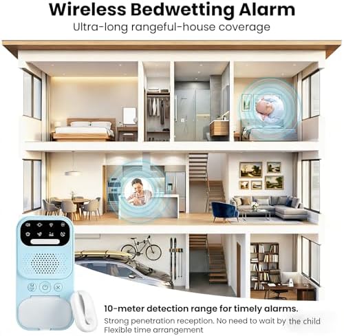Complete bedwetting alarm kit including USB-C cable and progress tracking stickers.