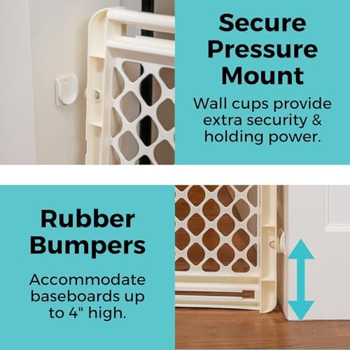 Ergonomic locking handle mechanism detail on the premium imported plastic baby gate.