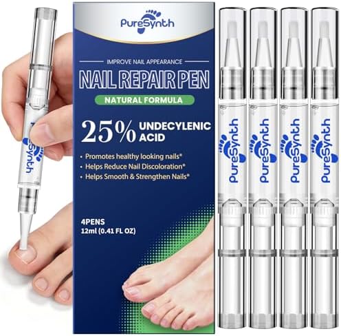 PureSnyth nail repair solution showing the precision brush tip application on a toenail.