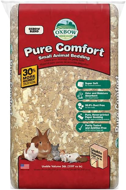 Oxbow Pure Comfort Small Animal Bedding, Odor & Moisture Absorbent Litter for Bunny Litter Box, Low Dust Bedding for Guinea Pig Cage, White Paper, 36 Liter Bag - Image 12