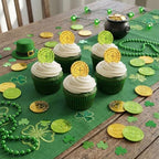 Vicroic imported festive clover coins displayed next to a themed holiday pot of gold setup for decorative inspiration
