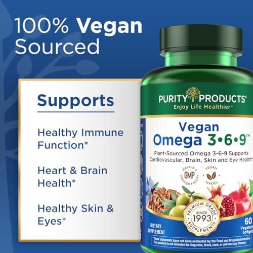 Side view of Purity Products vegan softgel supplement