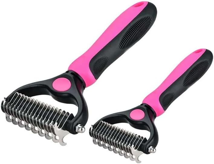 Sakerplus Double-Sided Pet Grooming Rake,Dematting Undercoat Rake for Dogs and Cats, 2-in-1 Dematting Comb, Pet Grooming Rake for Long Hair Pets (Blue, large) - Image 9