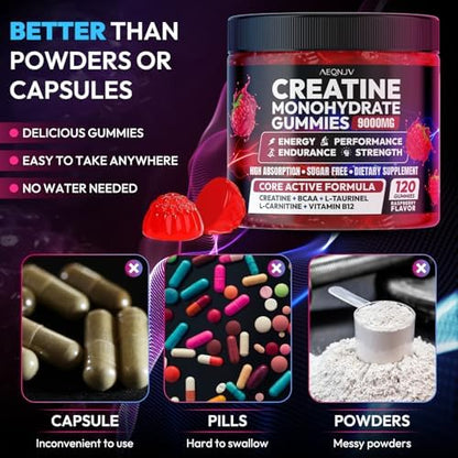 Aeqnjv creatine gummies nutritional facts label
