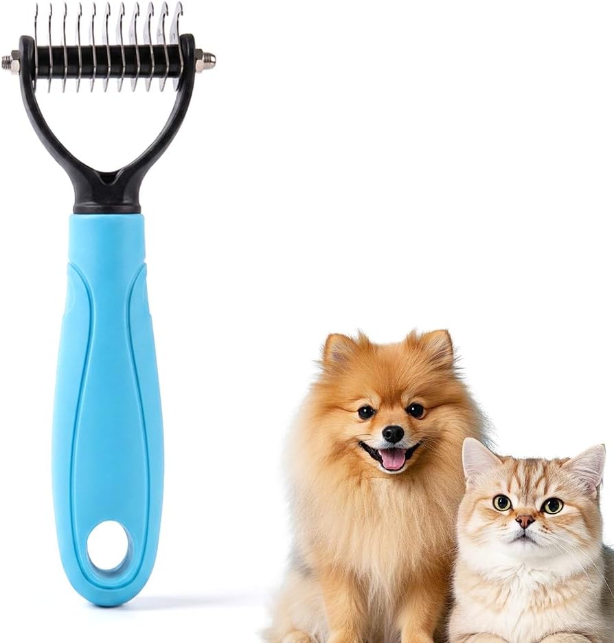 Pet Grooming Tool, 2026 New Undercoat Rake Deshedding Brush for Dogs & Cats, Double Sided Dematting Comb for Detangling Long Matted Fur (Blue, Large) - Image 11