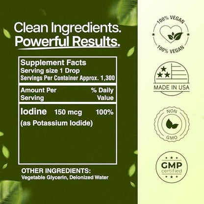 Liquid iodine drops for metabolism and daily energy boost