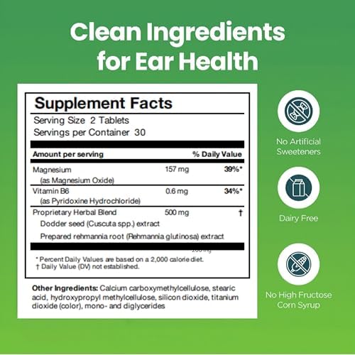 Invivotec Healthear 60 capsules bottle layout for daily auditory wellness