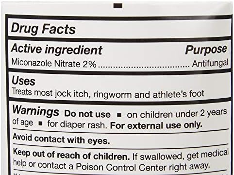 McKesson jock itch and athlete foot relief cream tube back view with drug facts.