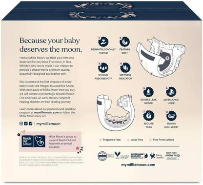 Millie Moon 108 count diaper box packaging